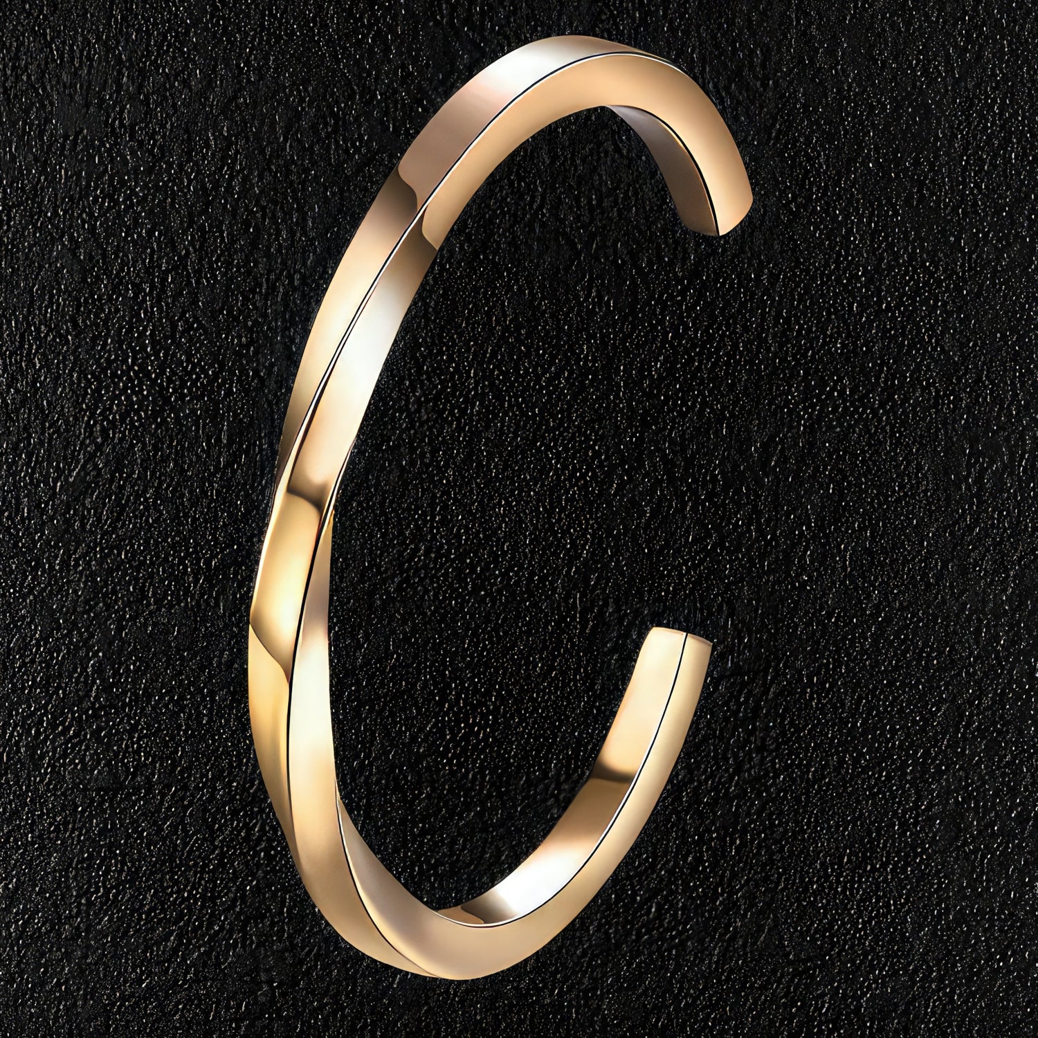 Twisted Gold Steel Bangle