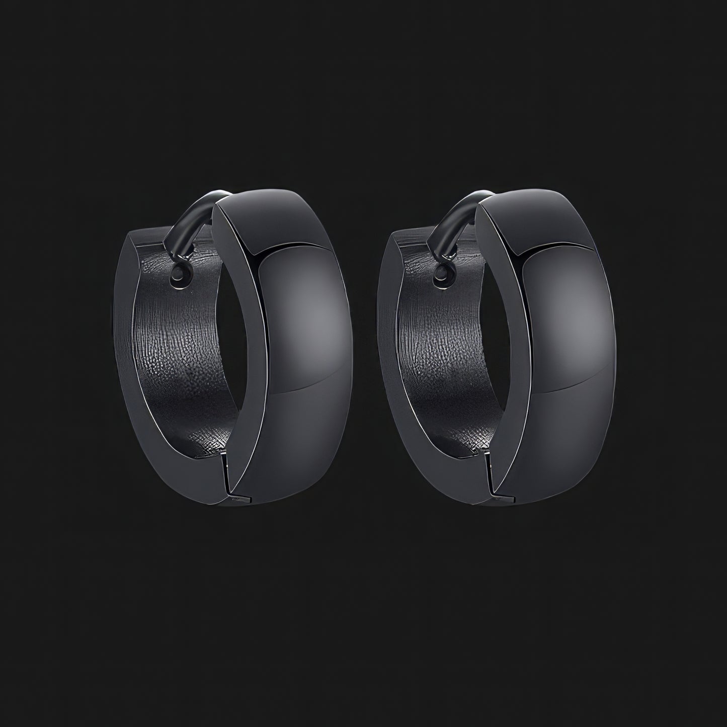 Black Wide Band Earrings