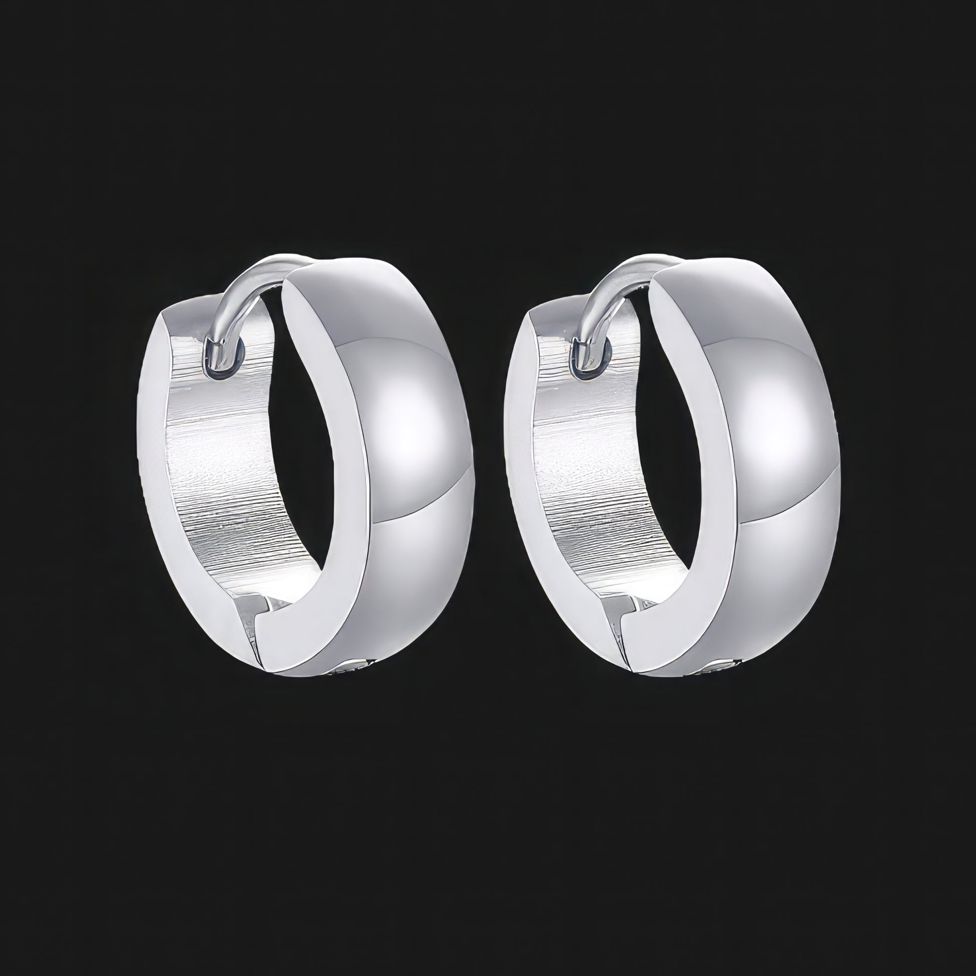 Silver Wide Band Earrings