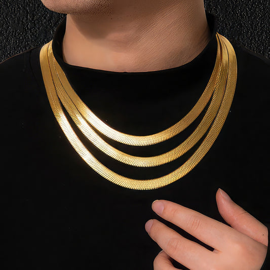 18k Gold Plated Wide Blade Chain Necklace