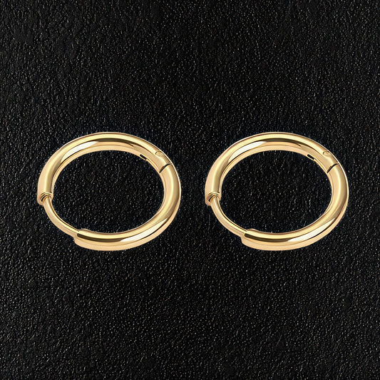 Men's Simple Gold Stainless Steel Hoop Earrings