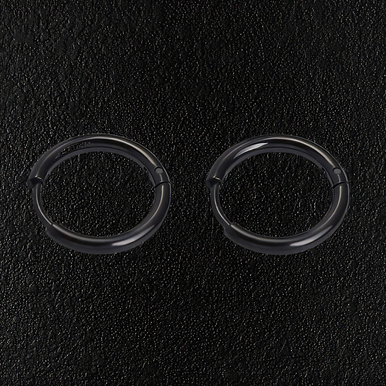 Men's Simple Black Stainless Steel Hoop Earrings