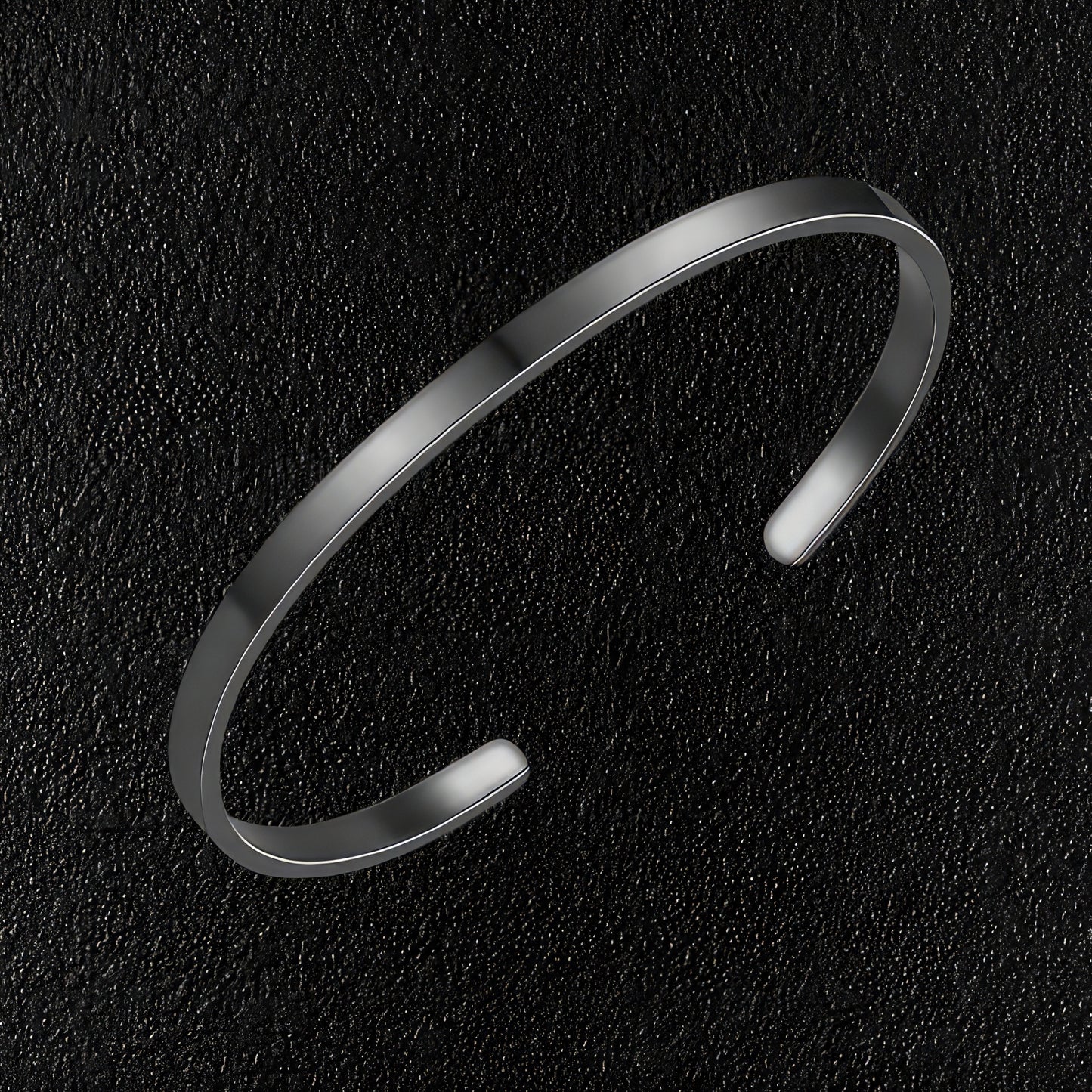 Men's Simple Black Steel Bangle