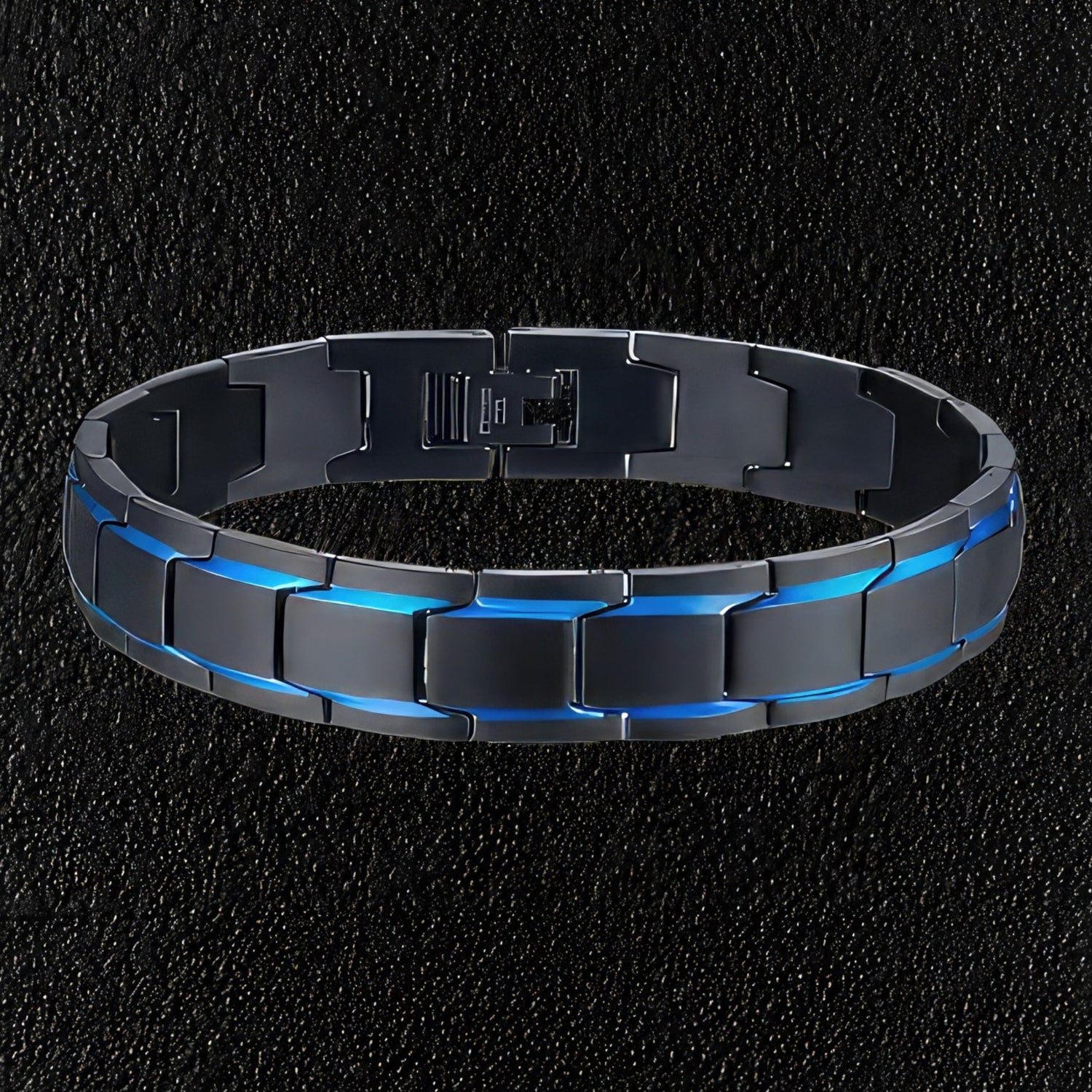 8 in Mens Figaro Stainless Steel with Black Ionic Plating Bracelet (9.5mm)  | Shane Co.