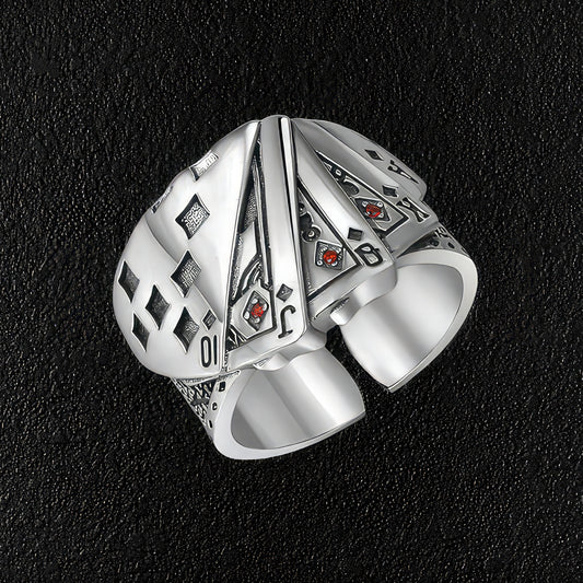 Solid Silver Poker Ring