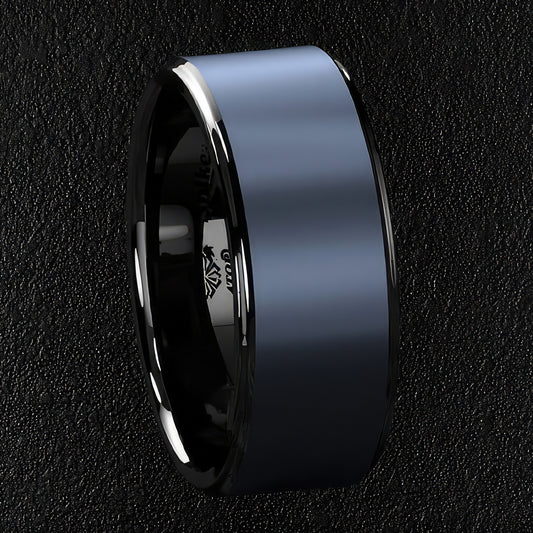 Men's Sophisticated Blue Tungsten Ring