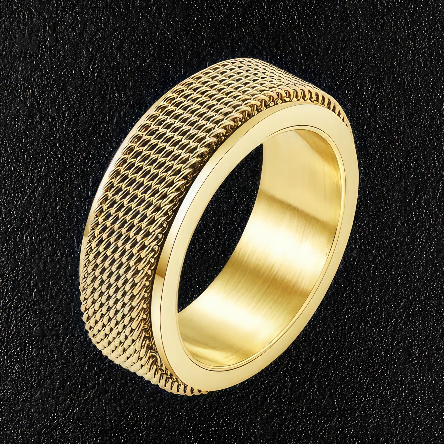 Steel Mesh Spinner Ring For Men