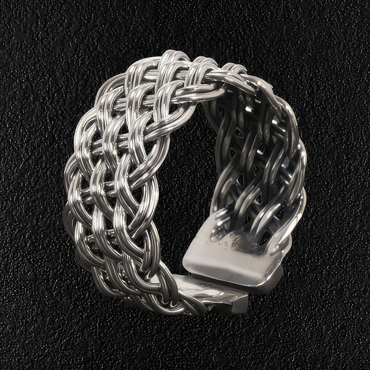 Men's Sterling Silver Double Thread Braided Ring