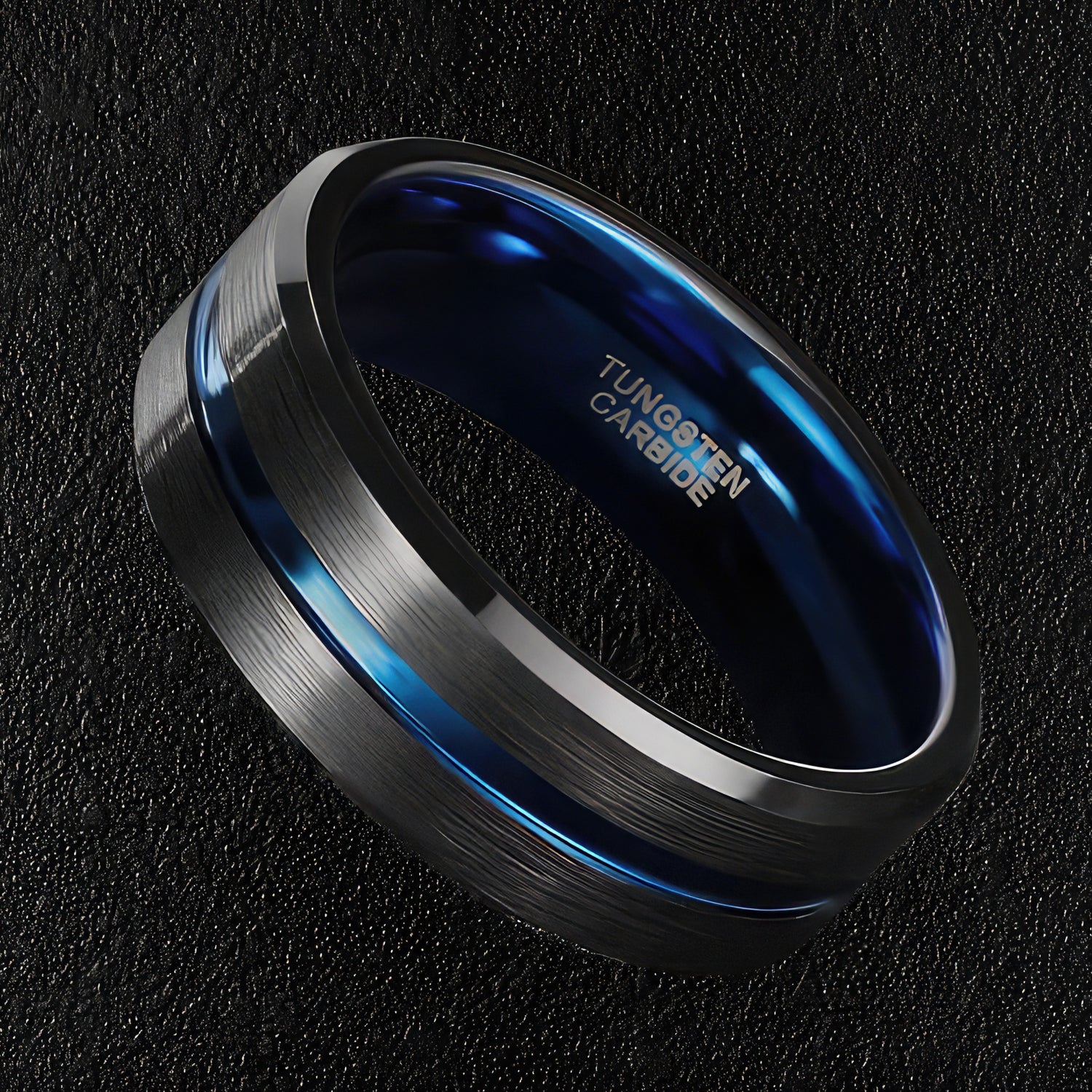Blue Thin Line Tungsten Ring