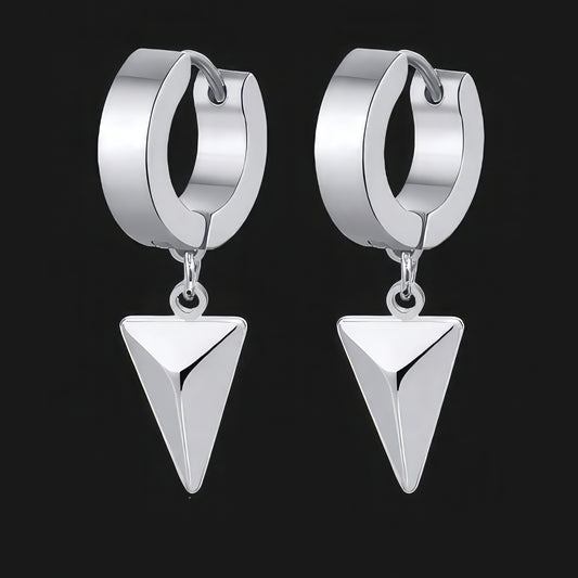 Silver Triangular Cone Earrings