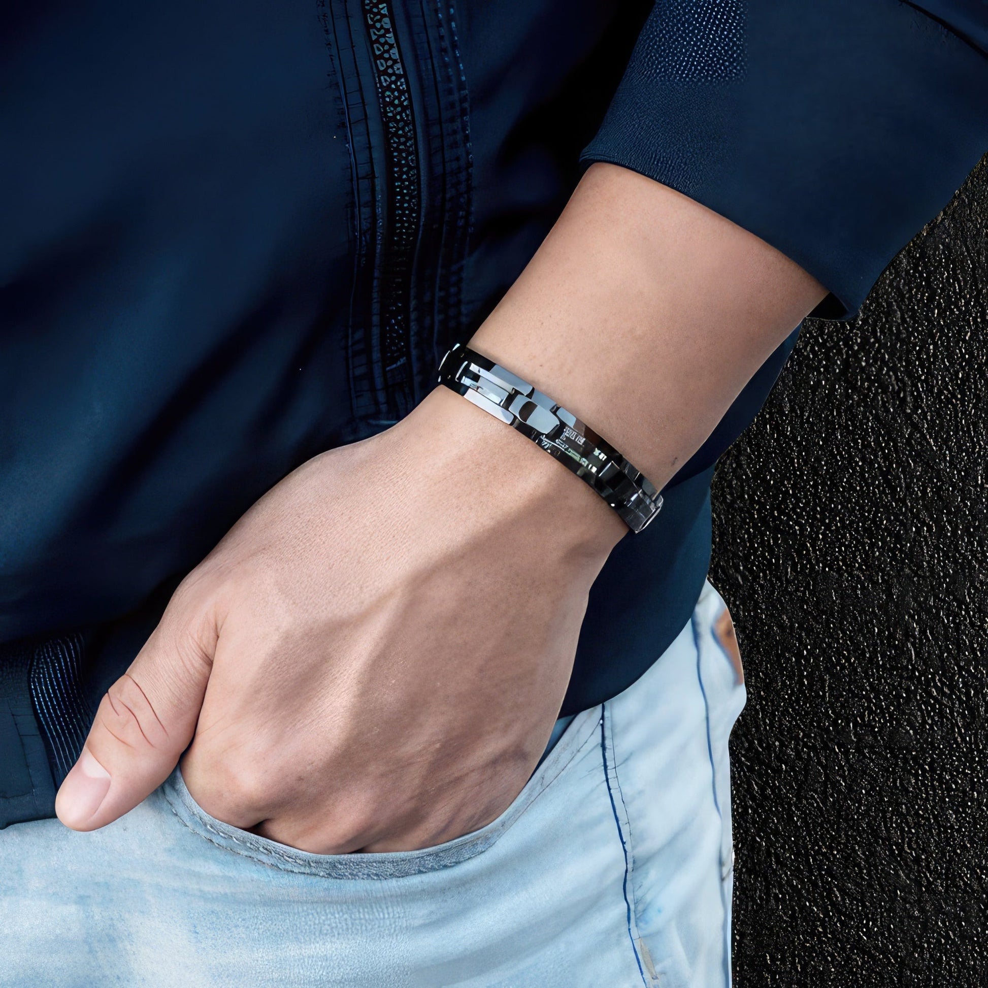 Man's Tungsten & Abalone Bracelet