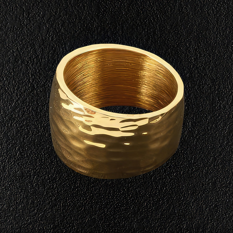 Gold Steel Ripple Ring
