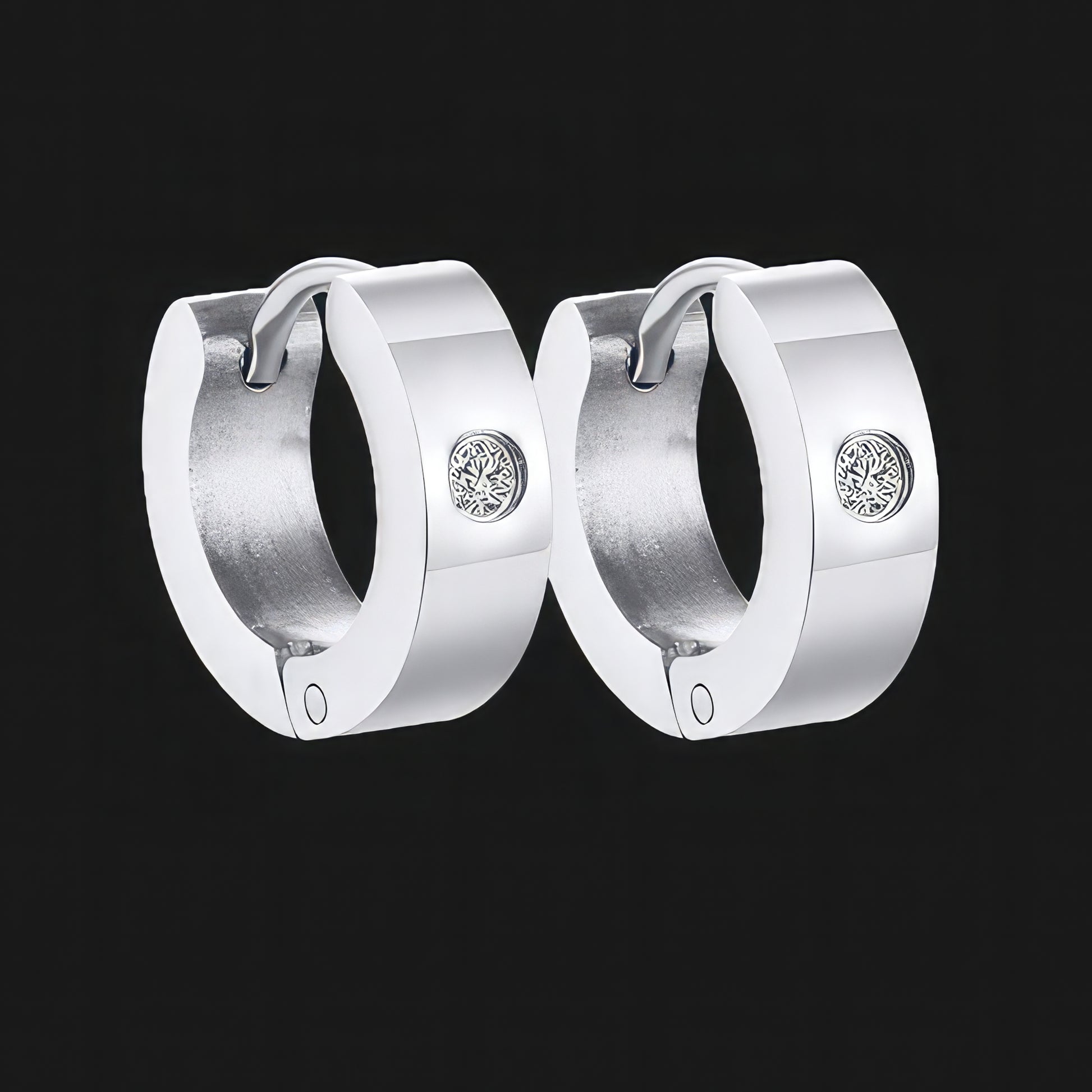 Silver Wide Hoop Bling Earrings