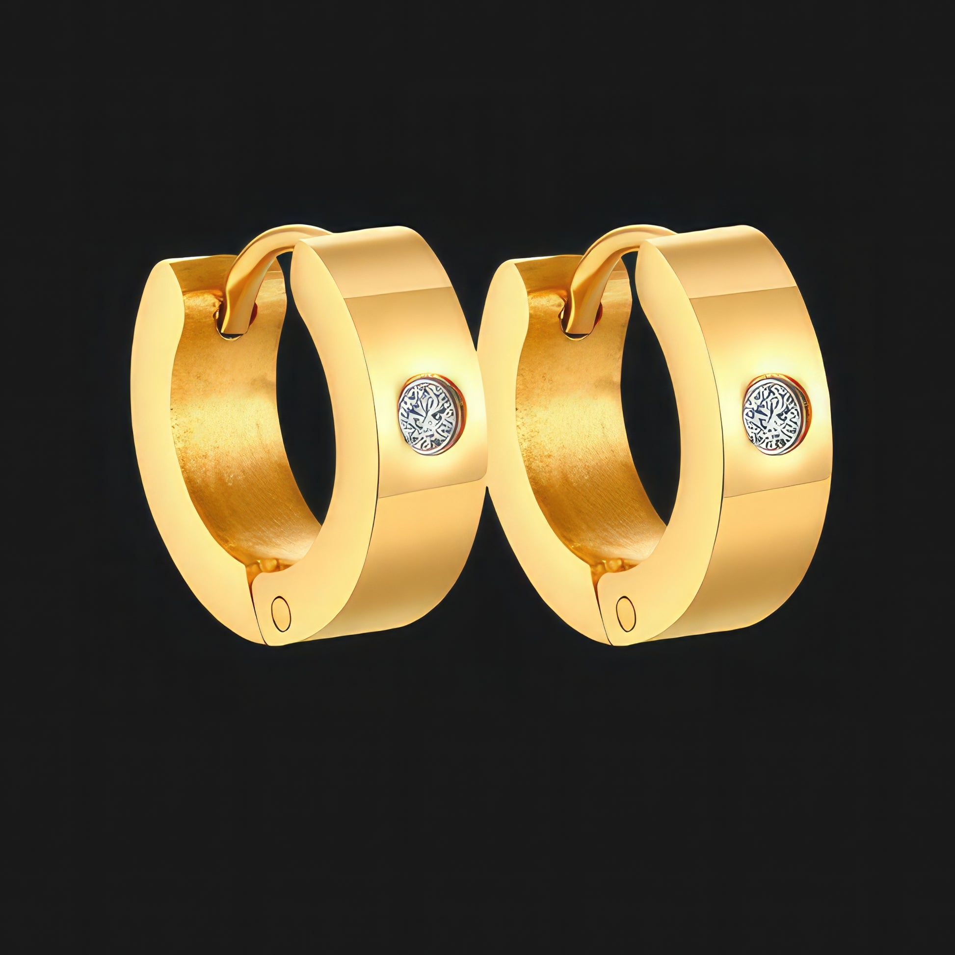 Gold Wide Hoop Bling Earrings