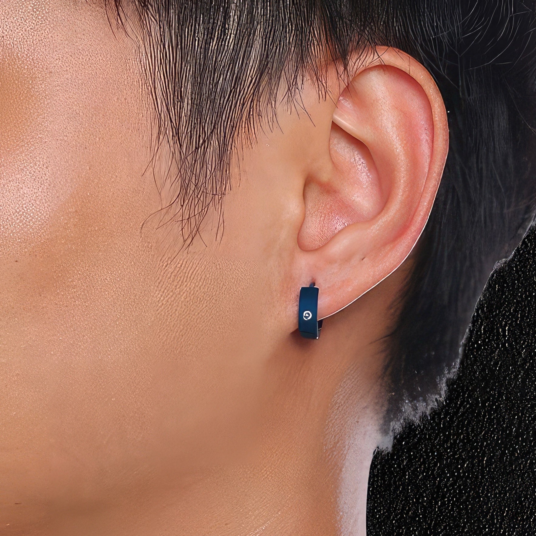 Men's Wide Hoop Bling Earrings