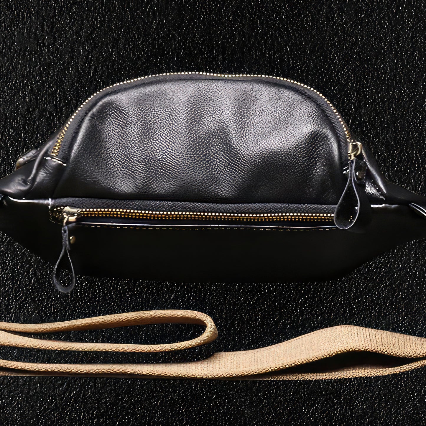 Black Leather Chest Travel Bag