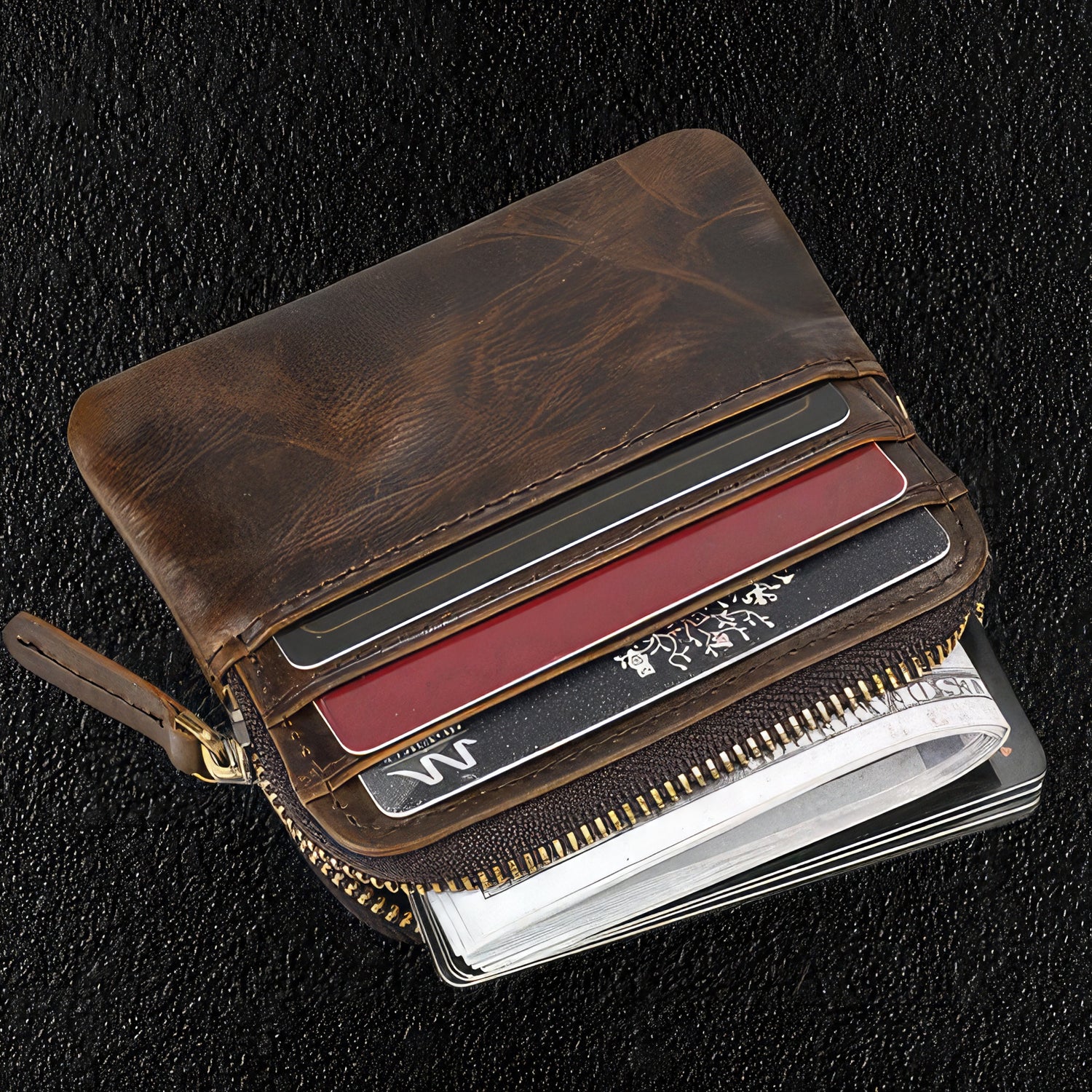 Men's High Speed Leather Wallet Card Holder