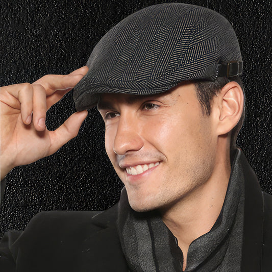 Gray Herringbone Wool Paddy Cap