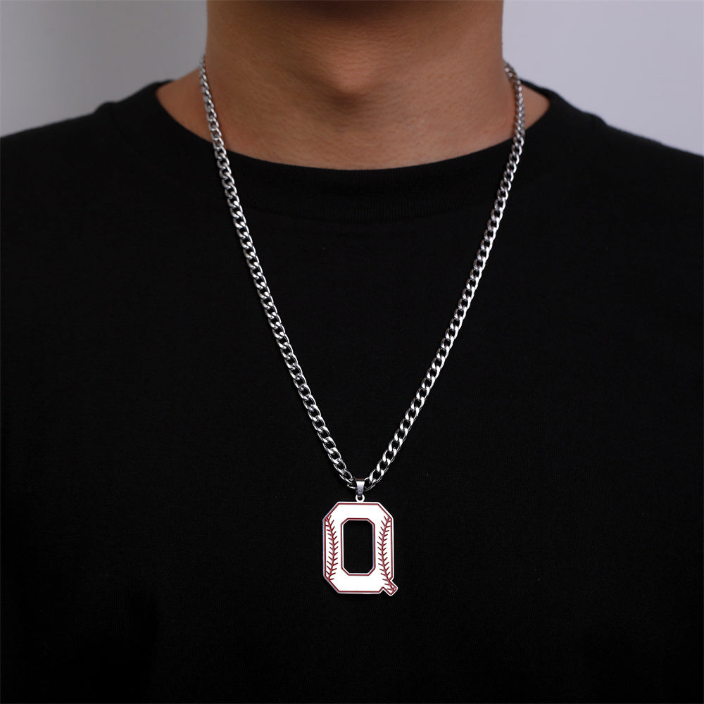 Baseball Letter Pendant Necklace