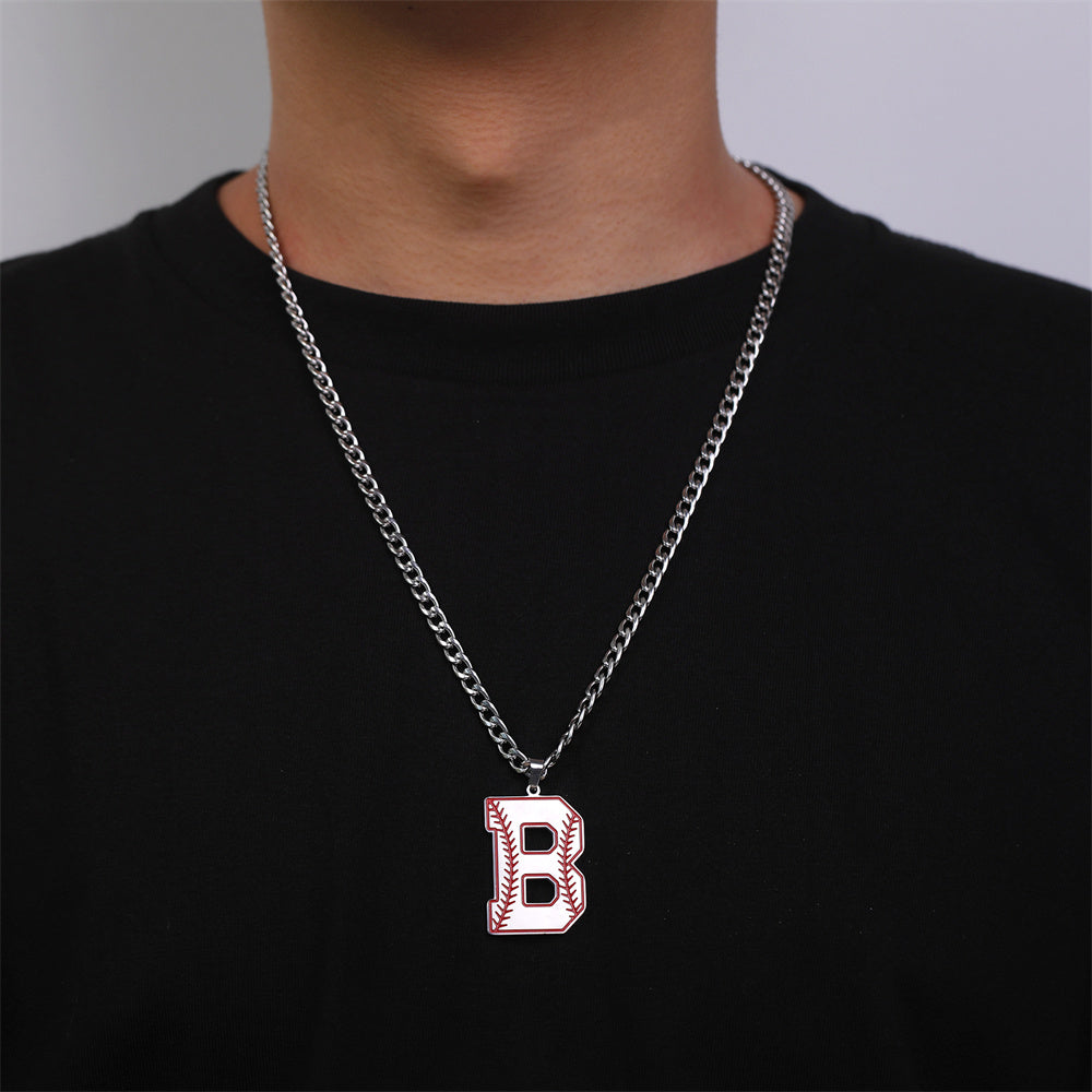 Baseball Letter Pendant Necklace