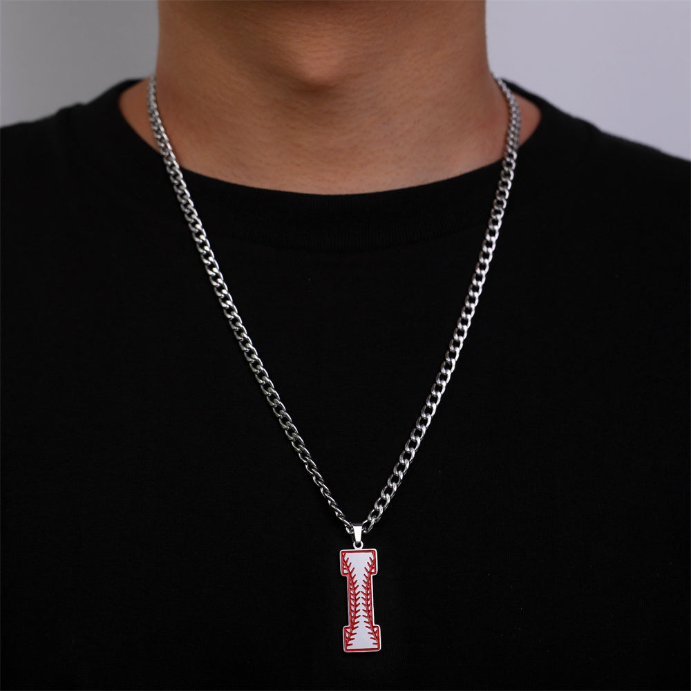 Baseball Letter Pendant Necklace