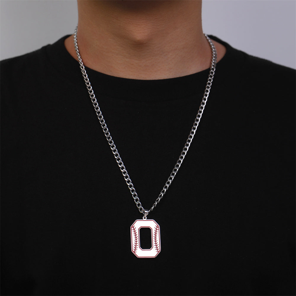 Baseball Letter Pendant Necklace