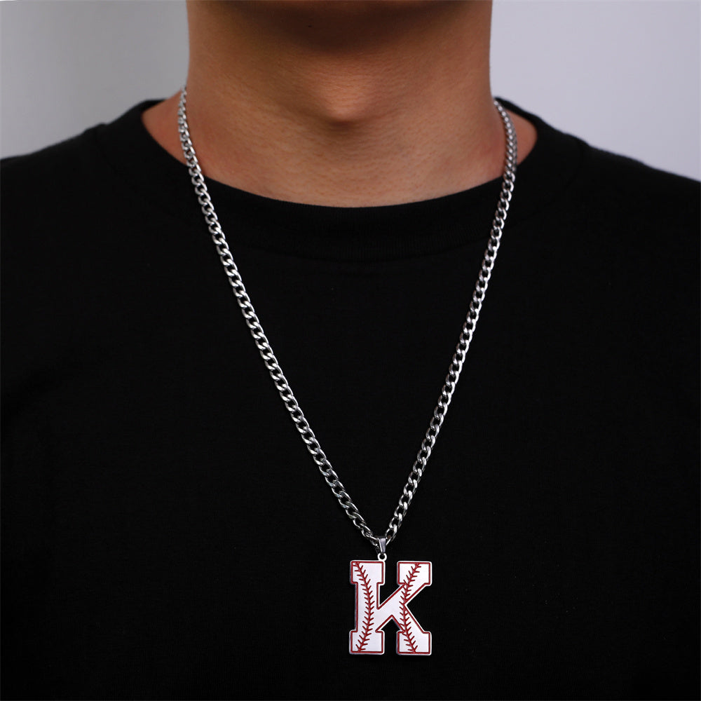 Baseball Letter Pendant Necklace