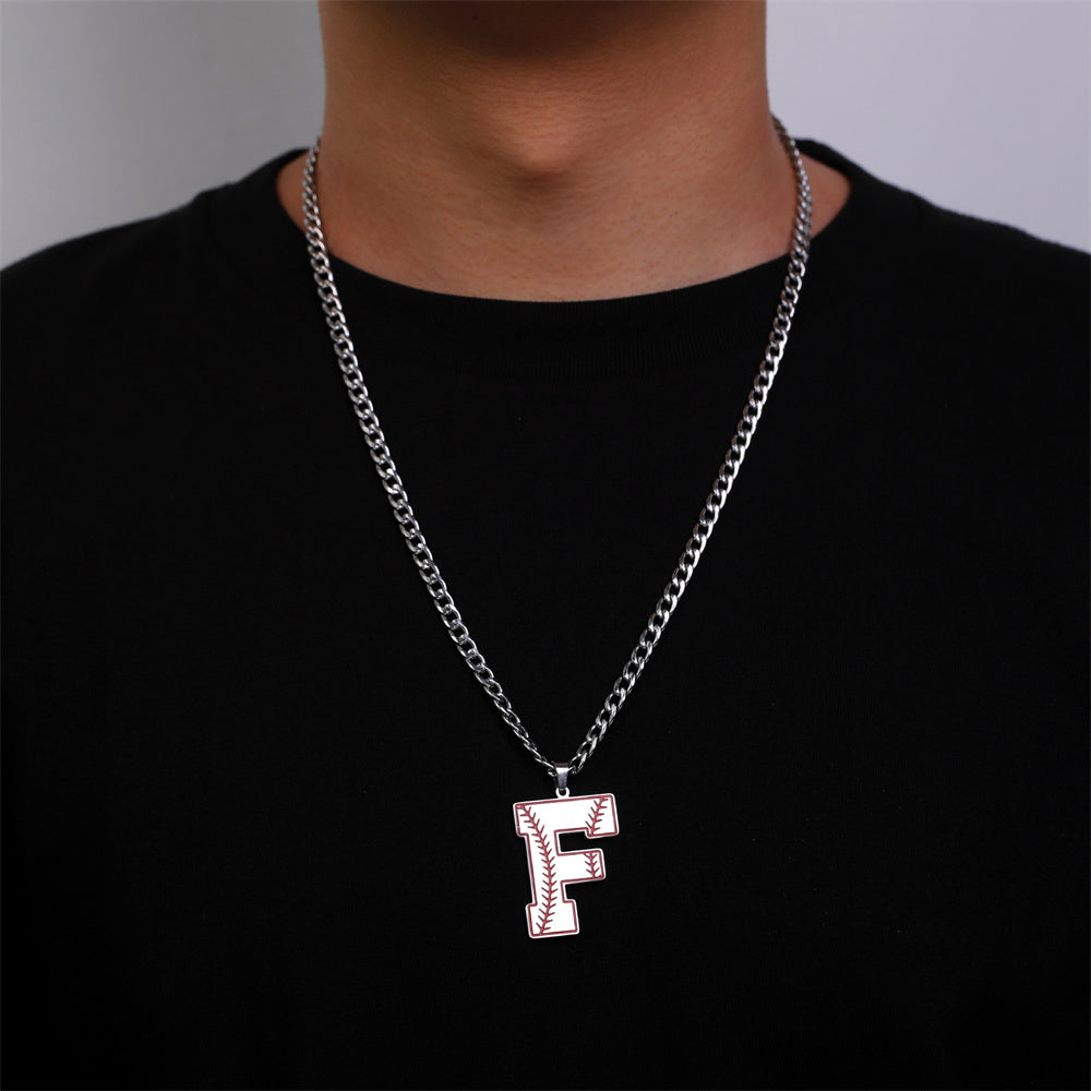 Baseball Letter Pendant Necklace