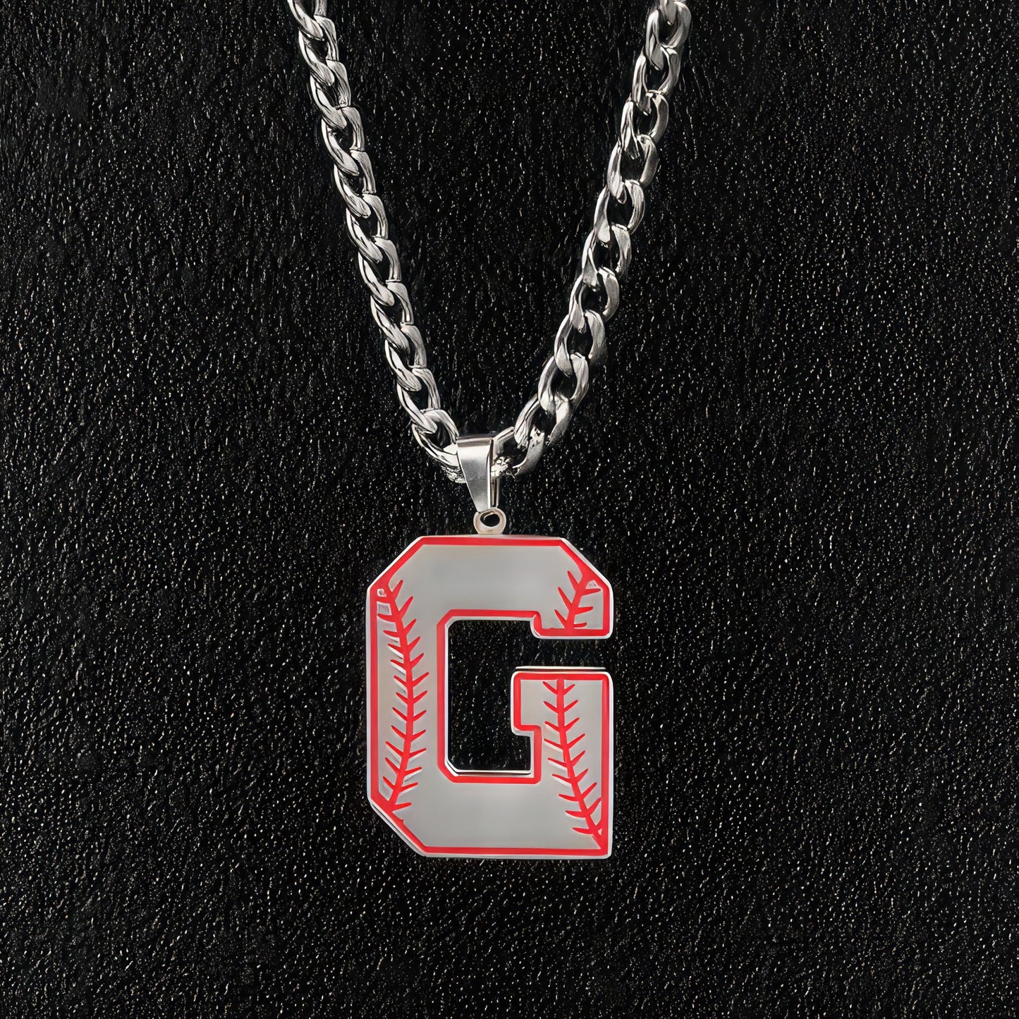 Baseball Letter Pendant Necklace