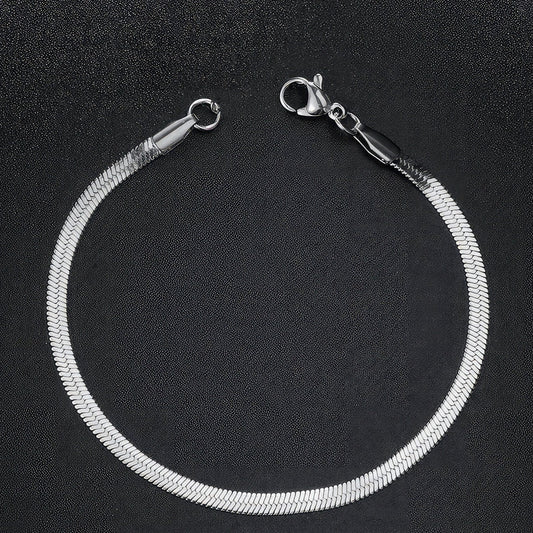 3mm Silver Blade Chain Bracelet