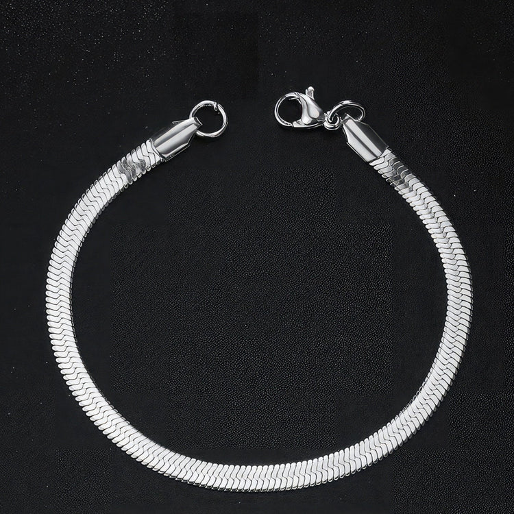 4mm Silver Blade Chain Bracelet