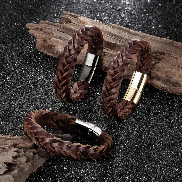 Men's Braided Raw Leather Bracelets