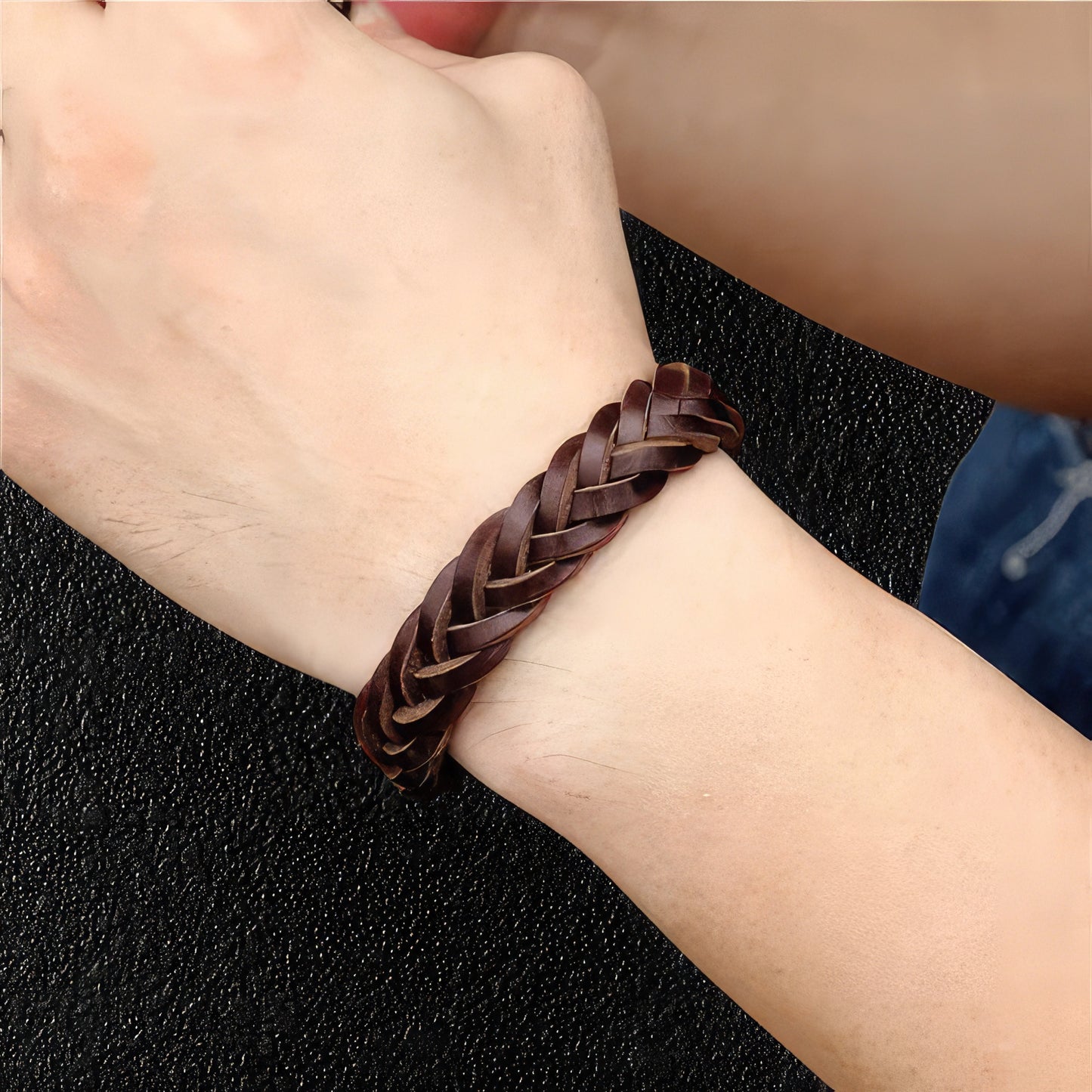 Braided Raw Leather Bracelet