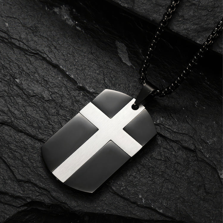 Religious Cross Dog Tag Necklace