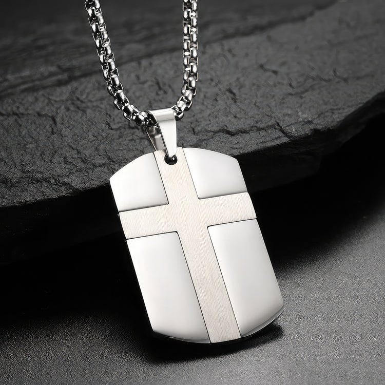 Christian Cross Dog Tag Necklace