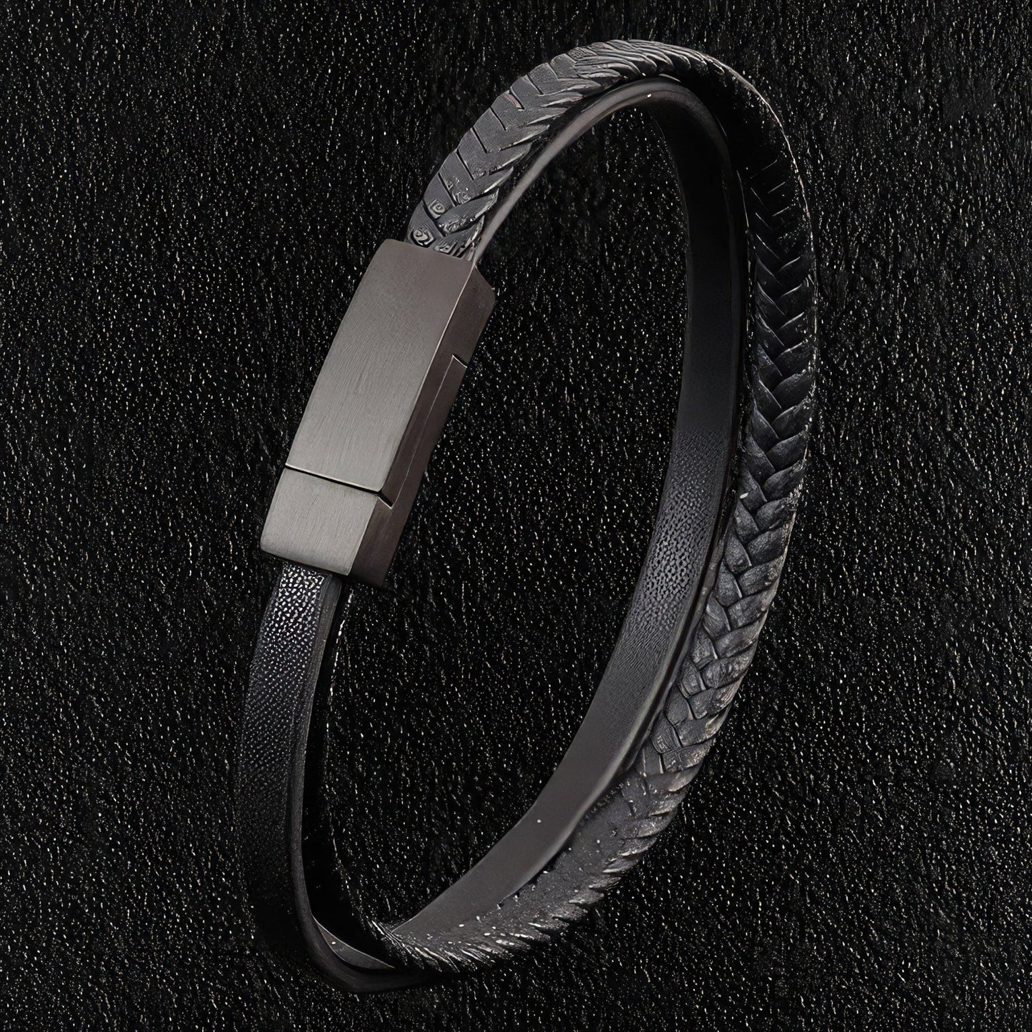 Men's Twin Stranded Leather Bracelet