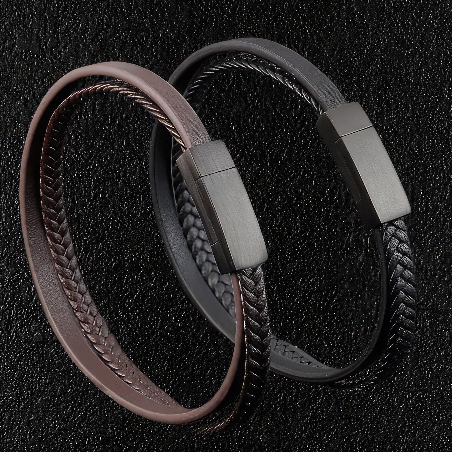 Twin Stranded Leather Bracelets