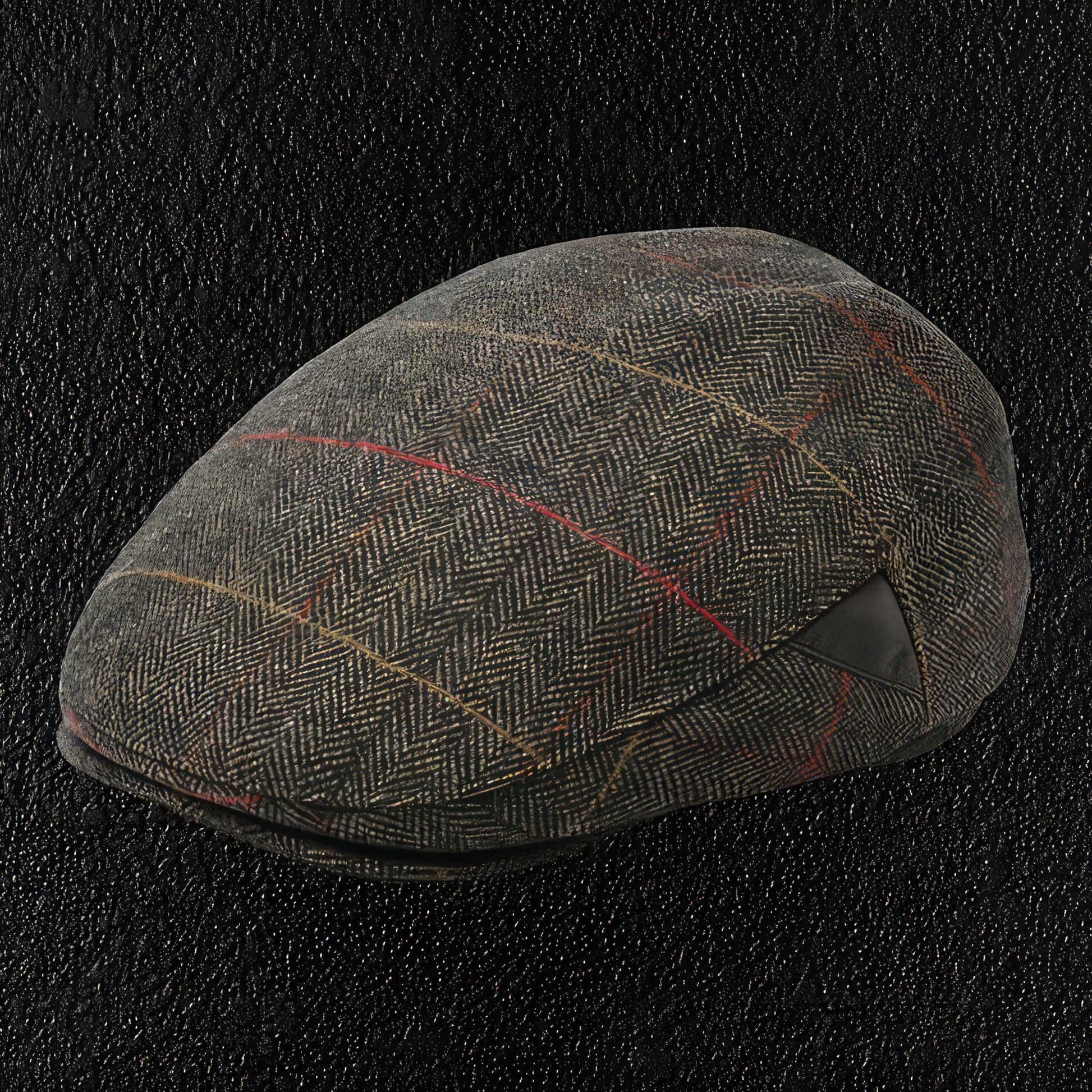 Brown Herringbone English Wool Flat Cap