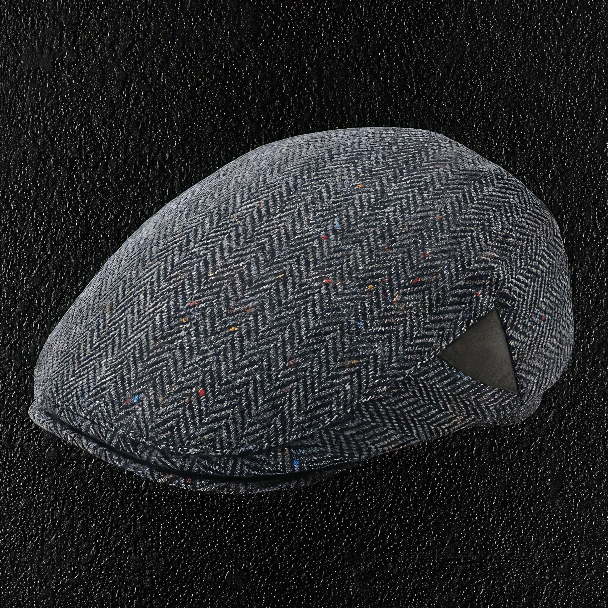 Speckled Gray Herringbone English Wool Flat Cap