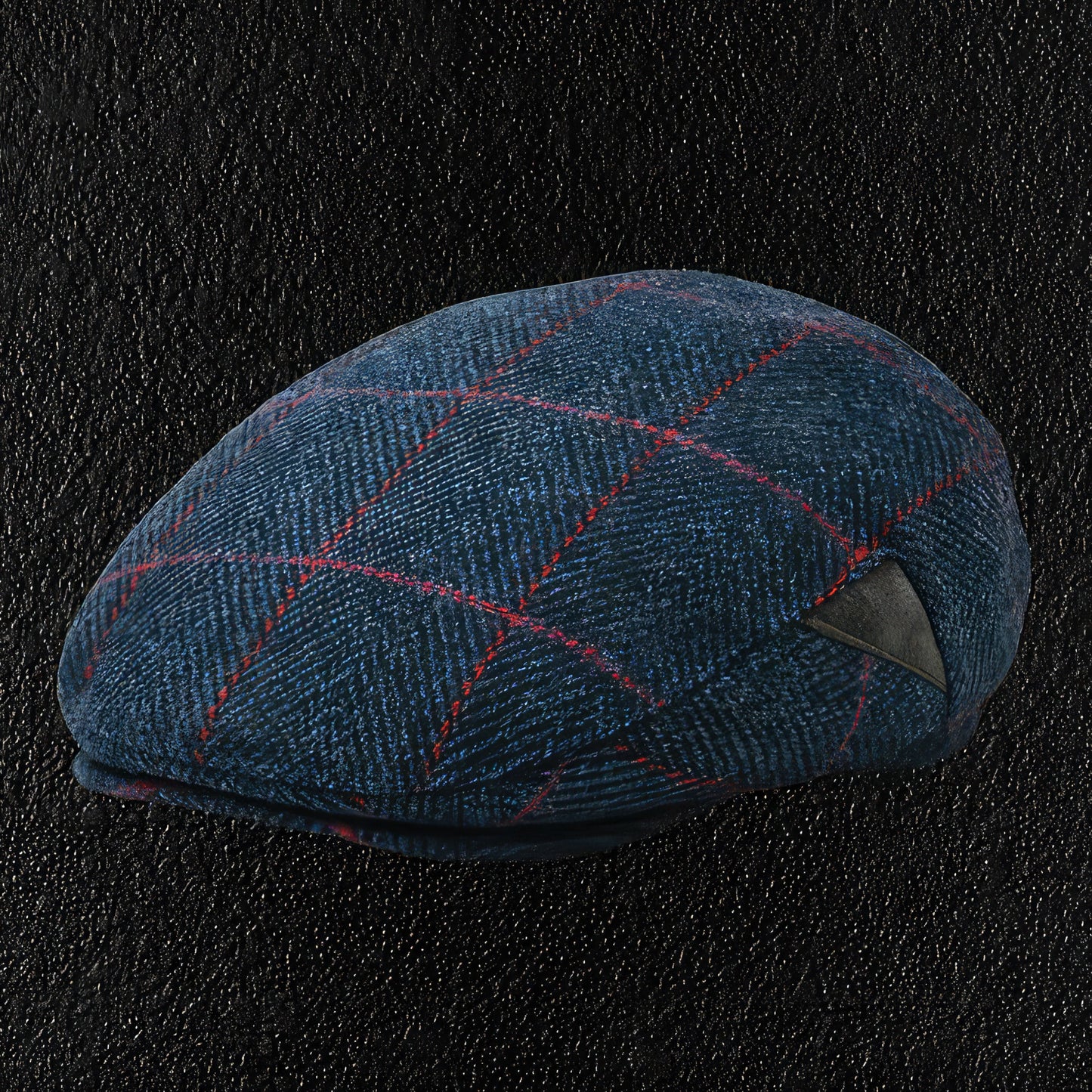 Blue  Herringbone English Wool Flat Cap