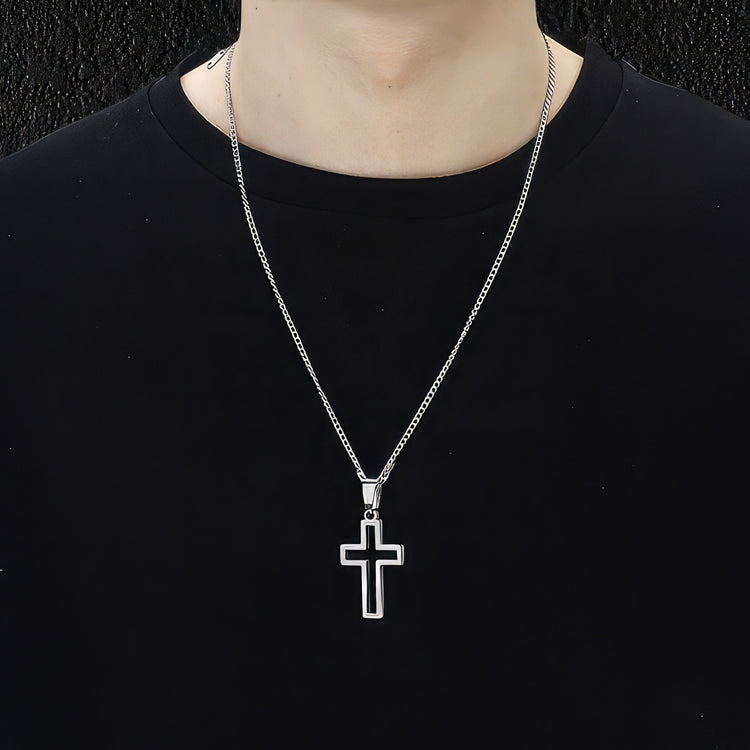 Hollow Cross Pendant Necklace For Men