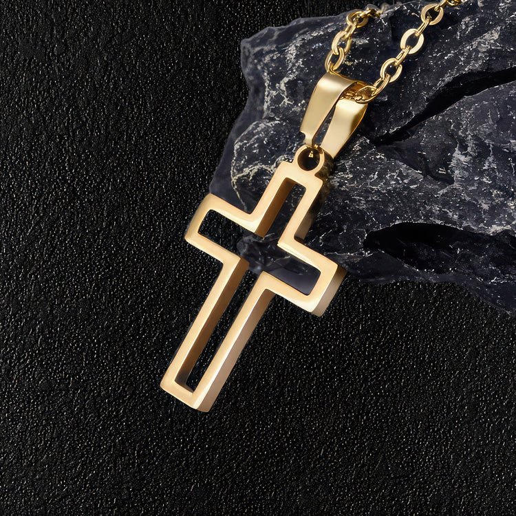 Men's Hollow Cross Pendant Necklace