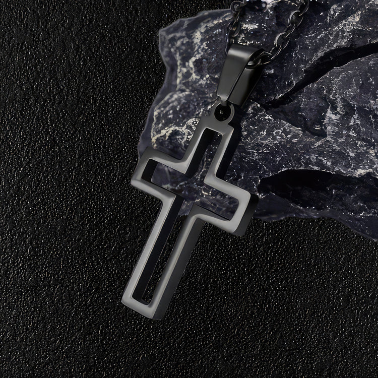 Religious Hollow Cross Pendant Necklace
