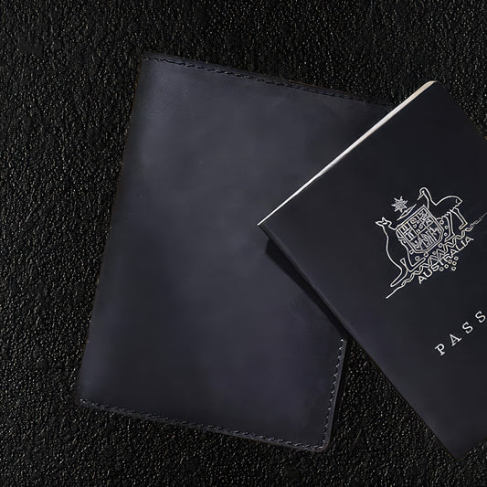 Black Leather Passport Holder