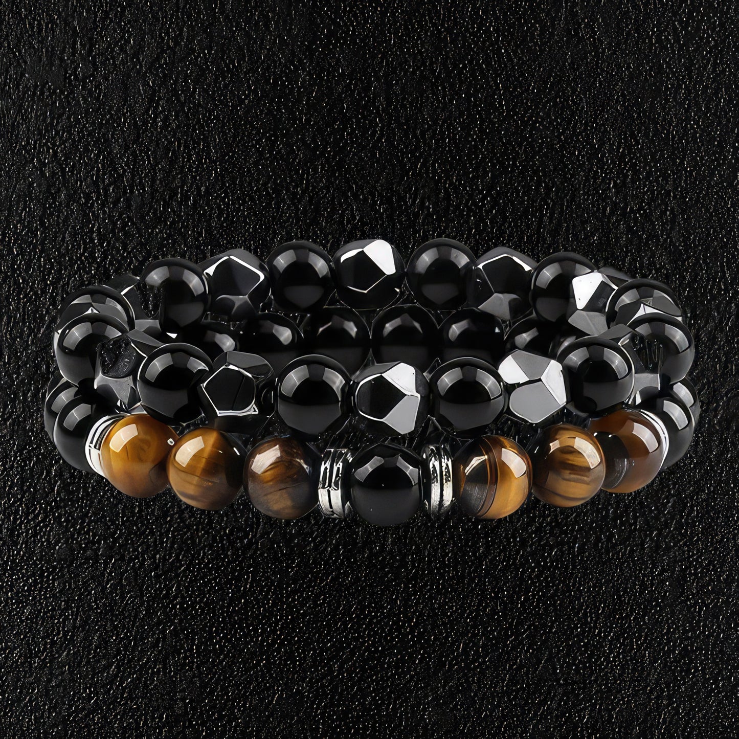 Hematite & Yellow & Black Agate Bracelet