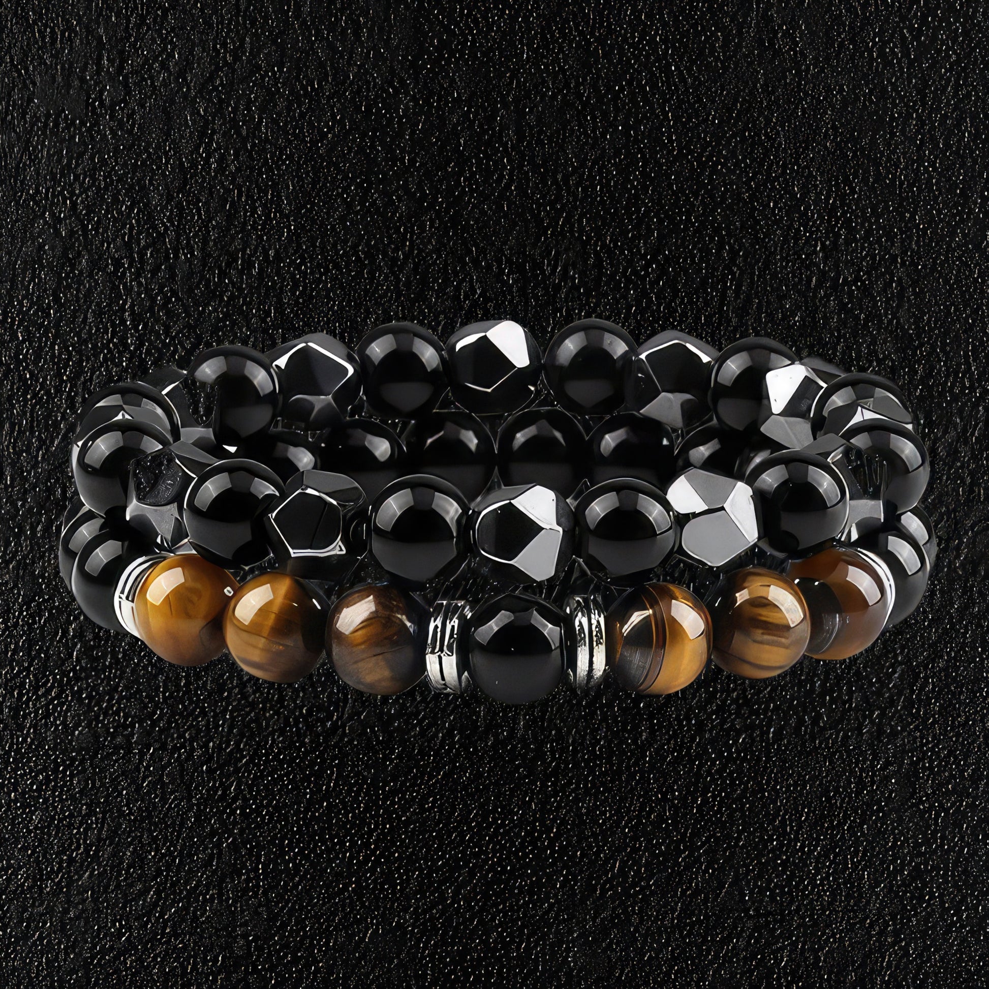 Hematite & Yellow & Black Agate Bracelet