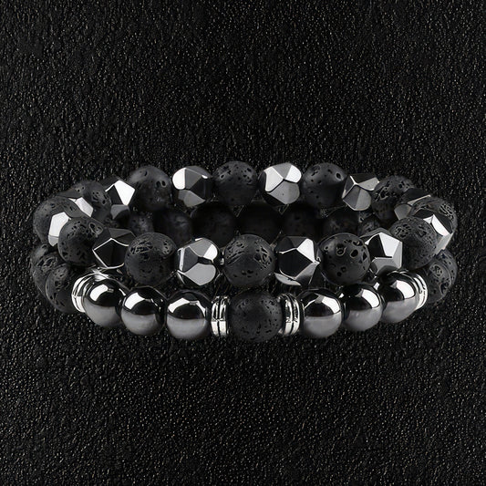 Lava Stone & Hematite Bracelet