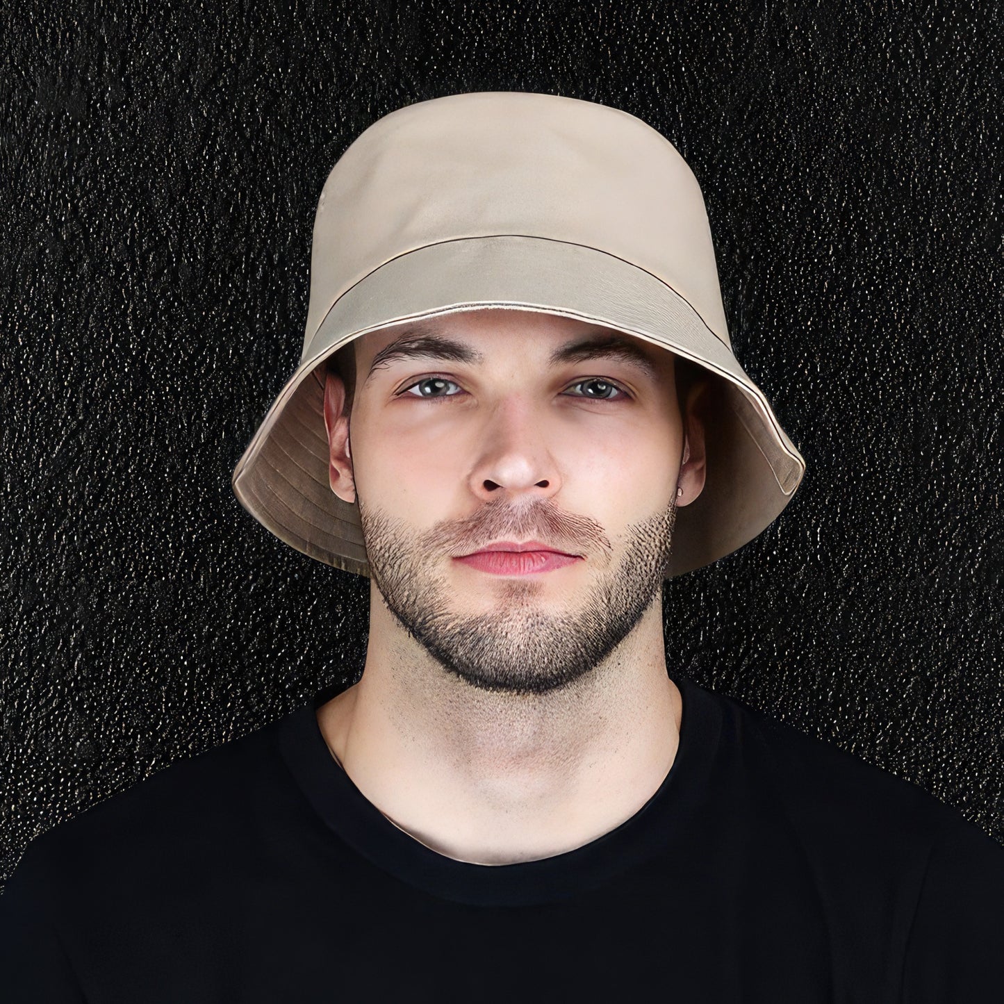 Beige Cotton Bucket Hat