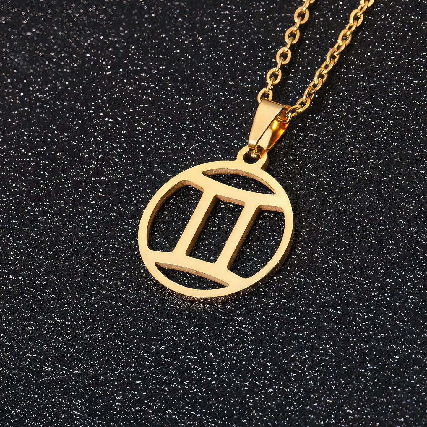 Minimalist Gemini Star Sign Gold Steel Pendant Necklace