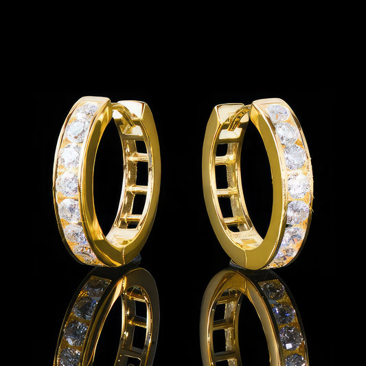 Men's Gold Plated Moissanite Hoop Earrings